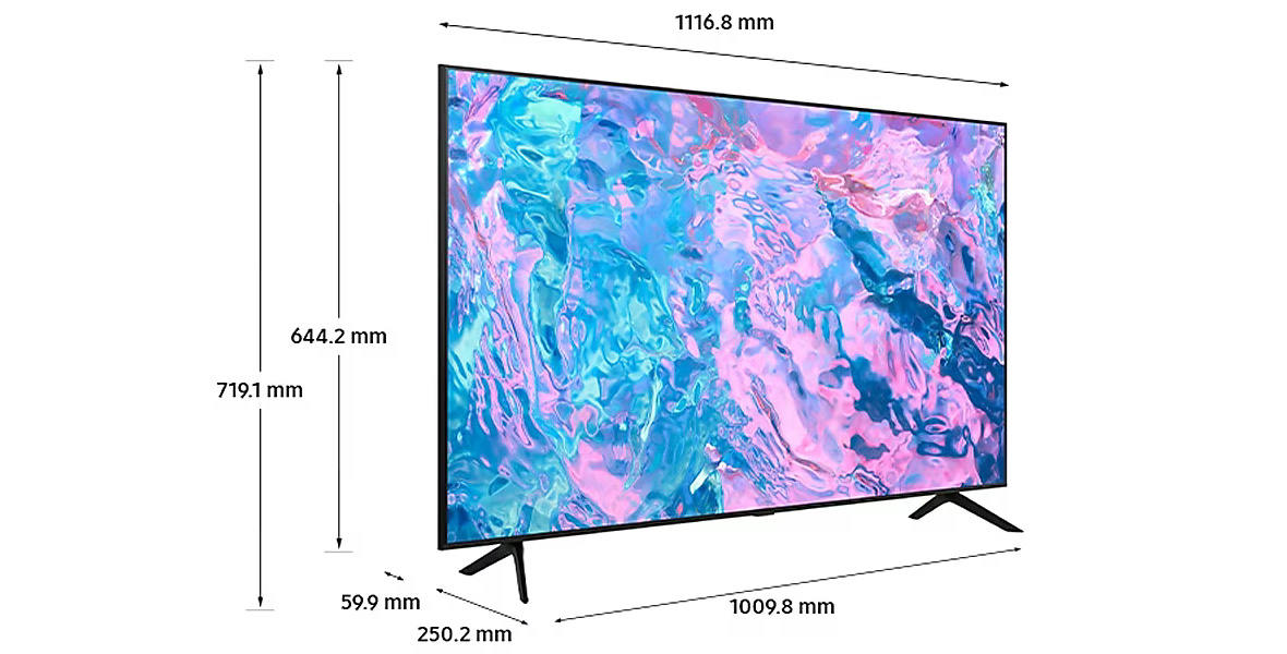 ابعاد تلویزیون 50 CU7000