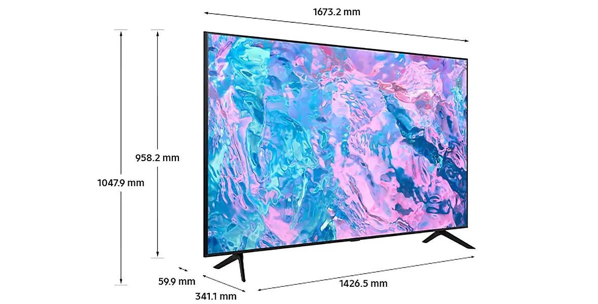ابعاد تلویزیون 75 CU7000