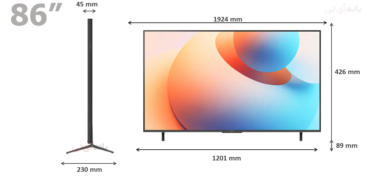 ابعاد تلویزیون پاناسونیک 86NX950