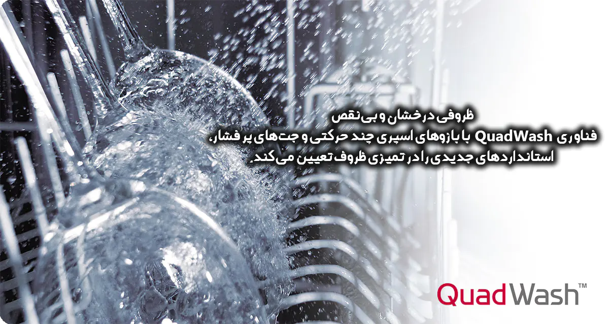  بازوهای پاشش آب QuadWash در ظرفشویی 14 نفره ال جی DFC513